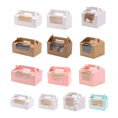 25pcs Portable Cupcake Packaging Box with Transparent Window for Easy Opening - Pink-4Cup
