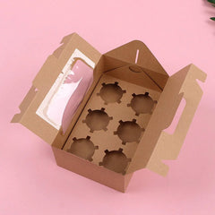 25pcs Portable Cupcake Packaging Box with Transparent Window for Easy Opening - Pink-4Cup