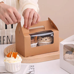 25pcs Portable Cupcake Packaging Box with Transparent Window for Easy Opening - Pink-4Cup