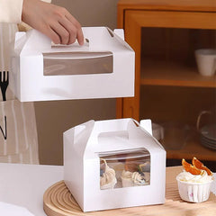 25pcs Portable Cupcake Packaging Box with Transparent Window for Easy Opening - Pink-4Cup