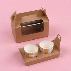 25pcs Portable Cupcake Packaging Box with Transparent Window for Easy Opening - Pink-4Cup