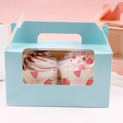 25pcs Portable Cupcake Packaging Box with Transparent Window for Easy Opening - Pink-4Cup