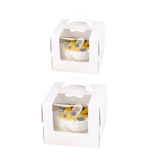 50pcs Portable Cake Boxes with Open Window for Birthday Party Cake Packaging - 4inch