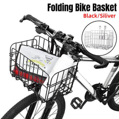 Foldable Bicycle Basket Front and Rear Hanging Storage Rack Bike Accessories - Black