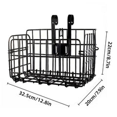 Foldable Bicycle Basket Front and Rear Hanging Storage Rack Bike Accessories - Black