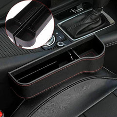 PU Leather Seat Side Gap Storage Box with Phone and Bottle Holder for Car Interior - Yellow