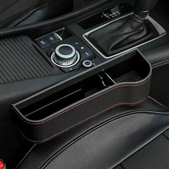 PU Leather Seat Side Gap Storage Box with Phone and Bottle Holder for Car Interior - Yellow