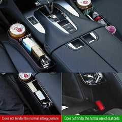 PU Leather Seat Side Gap Storage Box with Phone and Bottle Holder for Car Interior - Yellow