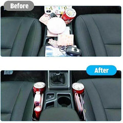 PU Leather Seat Side Gap Storage Box with Phone and Bottle Holder for Car Interior - Yellow