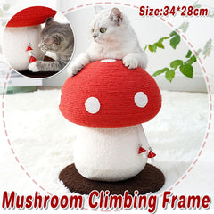 Red Mushroom Cat Climbing Frame Vertical Scratching Post Board Pet Furniture