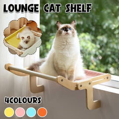 Window Hanging Cat Hammock Solid Wood Sun Bed Nest for All Seasons Durable - Grey+Blue
