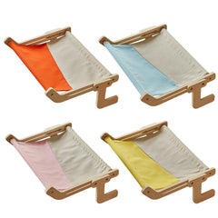 Window Hanging Cat Hammock Solid Wood Sun Bed Nest for All Seasons Durable - Grey+Blue