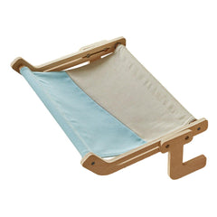 Window Hanging Cat Hammock Solid Wood Sun Bed Nest for All Seasons Durable - Grey+Blue