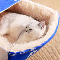 Rectangular Cookie Box Pet Bed for Cats Dogs Cat Bed Kitten Puppy Soft Pet House - Blue L