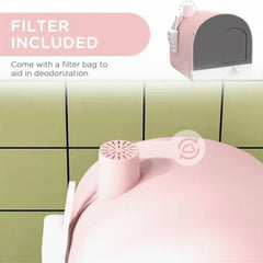 Fully Enclosed Cat Litter Pan Large Litter Box with Drawer Cat Toilet Tray - Green