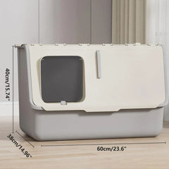 Large Fully Enclosed Cat Litter Box with Lid Odor Control Litter Pan for Cats - Green