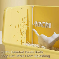 Large Fully Enclosed Cat Litter Box with Lid Odor Control Litter Pan for Cats - Green