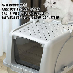 Durable Stainless Steel Cat Litter Box Pan Pet Toilet Odor Control Tray Large - Grey