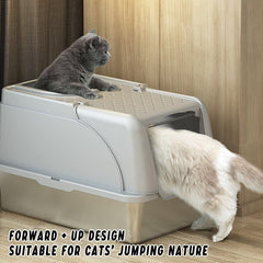 Durable Stainless Steel Cat Litter Box Pan Pet Toilet Odor Control Tray Large - Grey