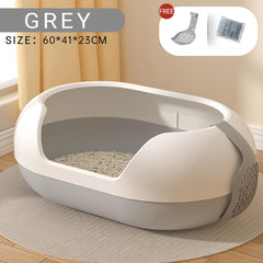 Large Semi Closed Cat Litter Box Covered Litter Pan for Cats Easy Clean Design - Orange