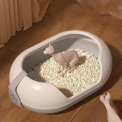 Large Semi Closed Cat Litter Box Covered Litter Pan for Cats Easy Clean Design - Orange