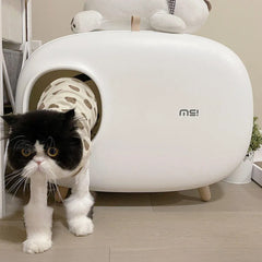 Cat Litter Box Semi-closed Cat Supplies Cat Toilet Drawer Large Cat Litter Box - White
