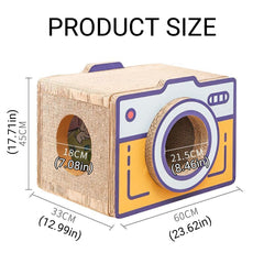 Cat Scratcher Bed Retro Camera Design Corrugated Cardboard Cat Nest Pet House