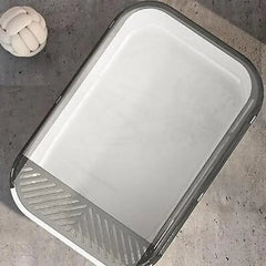 Litter Tray Box with Splash Guard and Wide Opening for Cats Open Top Design - Grey