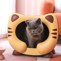 Semi Closed Cat Nest Soft Cozy Pet Bed for Cats Small Animals Indoor Sleeping - Blue