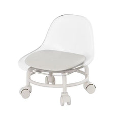 Stool with Universal Wheels Pulley Short Stool with Backrest Comfortable Seat - Grey