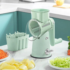 Multifunctional Vegetable Cutter Drum Slicer Kitchen Hand Cranked Grater Tool - White