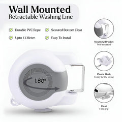 Double Clothes Line Wall Hanger Retractable Clothesline Clothes Dryer 13m Indoor