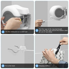 Double Clothes Line Wall Hanger Retractable Clothesline Clothes Dryer 13m Indoor