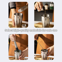 Cocktail Shaker Set Bar Tools Stainless Steel Mixing Glasses Drink Shaker Cups - Silver