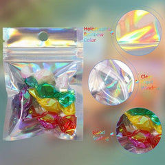100/200X Iridescent Zip Bags for Food Storage & Holographic Makeup Pouch - 20*30cm 200PCS