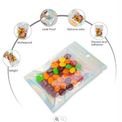 100/200X Iridescent Zip Bags for Food Storage & Holographic Makeup Pouch - 20*30cm 200PCS