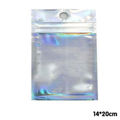 100/200X Iridescent Zip Bags for Food Storage & Holographic Makeup Pouch - 20*30cm 200PCS