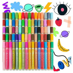 Flysea 12-80 Colours Acrylic Paint Pens Painting Stone Ceramic Glass Markers 0.7 - 35-Colour Set (15 Medium+ 20 Fine Tip)