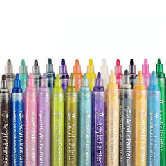 Flysea 12-80 Colours Acrylic Paint Pens Painting Stone Ceramic Glass Markers 0.7 - 35-Colour Set (15 Medium+ 20 Fine Tip)
