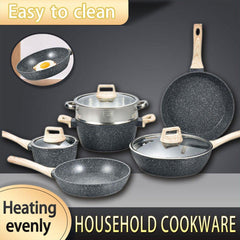 12pcs Nonstick Stone Coated Cookware Set with Frying Pans Steamer and Soup Pots