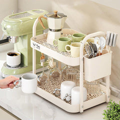 Double Layer Shelf Storage Rack for Water Cups Tea Cups Organizer Kitchen Rack