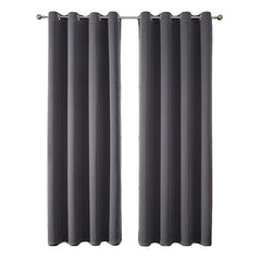 2pcs Semi Blackout Curtain Fabric Solid Colour Home Decor Drapes for Living Room - Dark Grey - 132x213cm
