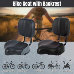Electric Bicycle Tricycle Seat With Backrest Adjustable Comfortable Bike Seat - Black