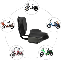 Electric Bicycle Tricycle Seat With Backrest Adjustable Comfortable Bike Seat - Black