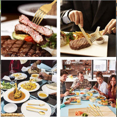 20/40pcs Stainless Steel Cutlery Set Knife Fork Spoon Western Hotel Tableware - Golden-20pcs