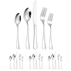 20/40pcs Stainless Steel Cutlery Set Knife Fork Spoon Western Hotel Tableware - Golden-40pcs