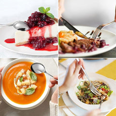 20/40pcs Stainless Steel Cutlery Set Knife Fork Spoon Western Hotel Tableware - Silver-40pcs