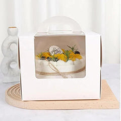 8 Inch Cake Box with Window Paper Packaging Box Handle for Party Wedding Bakery - 10PCS