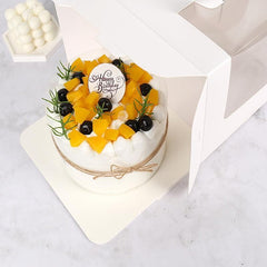 8 Inch Cake Box with Window Paper Packaging Box Handle for Party Wedding Bakery - 10PCS