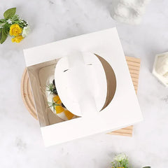 8 Inch Cake Box with Window Paper Packaging Box Handle for Party Wedding Bakery - 10PCS